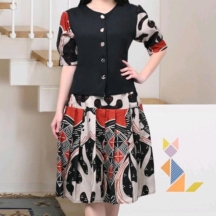 stelan rok batik 1267 / stelan rok batik + atasan scuba import