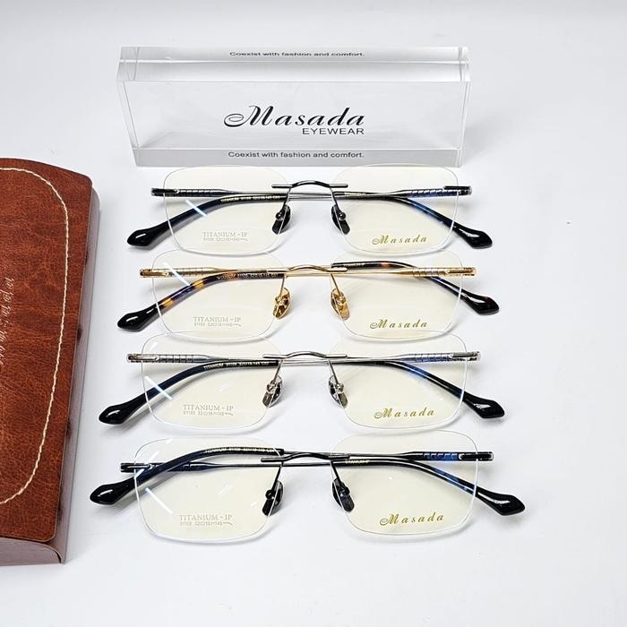 Promo Frame Kacamata Rimless Bor Original Pure Titanium Masada 91109