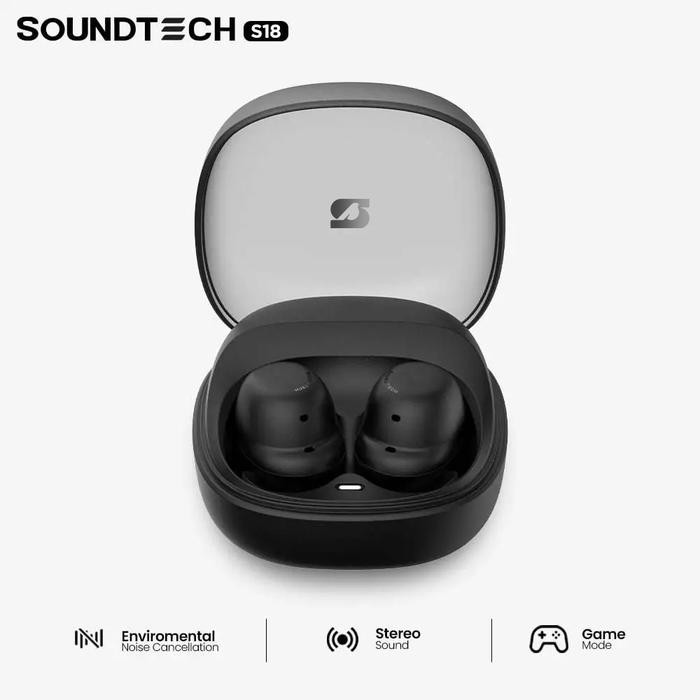 27r7- Soundtech S16 Tws Wireless Earphone Bluetooth 5.1 Touch - Black