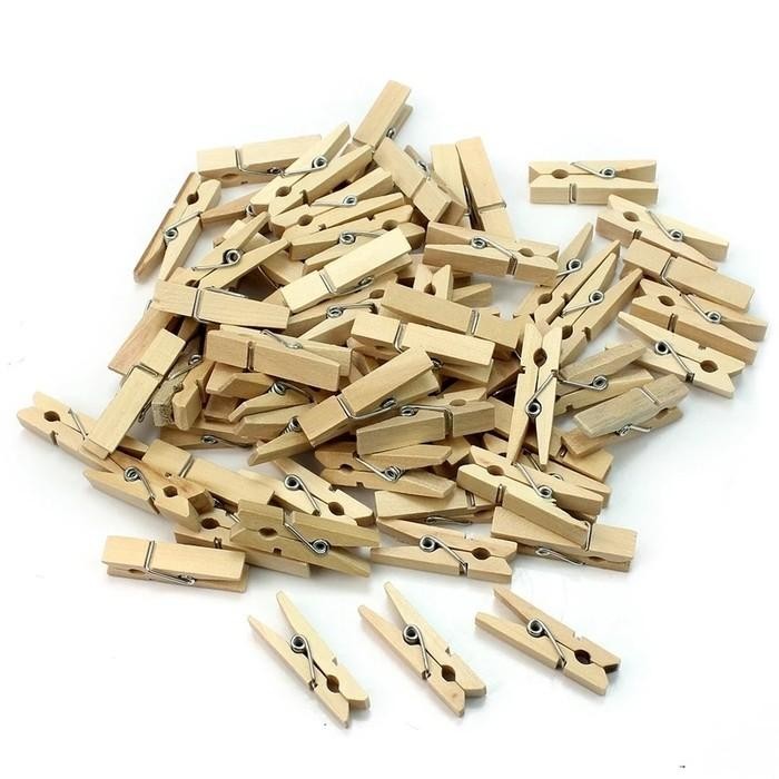 Jepitan Kayu Jepitan Foto Polaroid Wooden Clip Tali Rami 3.5 cm 35mm