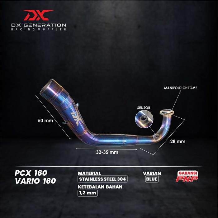 Header Knalpot Pcx 160 Glossy/Biru Dx Generation Racing