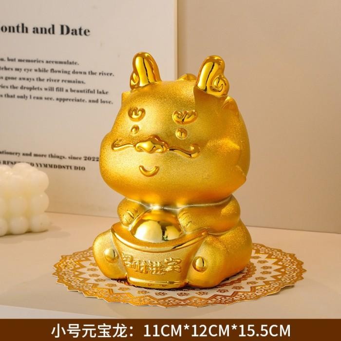 Terbaru Pajangan Naga Emas Keramik Patung Dragon Murah Kado Sovenir Imlek 2024 Ornamen Patung Naga