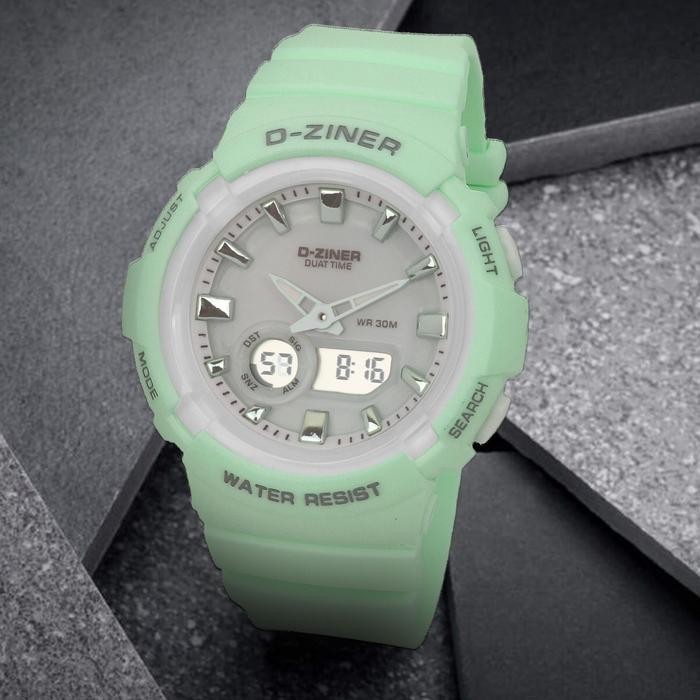 Dziner Jam Tangan Pria Dziner 8305 Rubber Double Time Water Resistant 3 Atm Watches