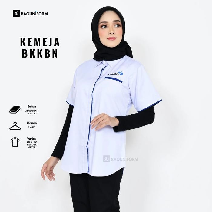 ORIGINAL Baju Putih Seragam Kesehatan/Kemeja Bordir BKKBN/Baju Kerja Medis/Baju Kemeja PDL/Seragam