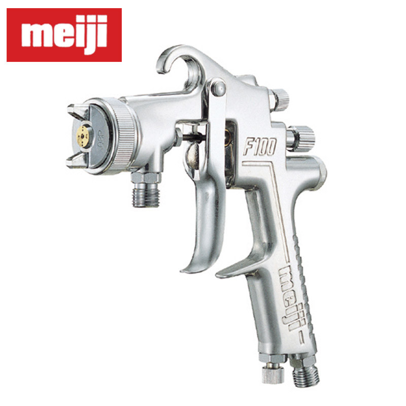 Original Japan Meiji F-100 manual spray gun, pressure feed type without cup, 0.8 1.0 1.3 1.5mm nozzl