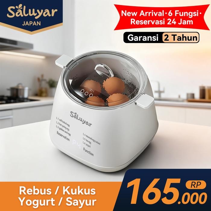 Saluyar Electric Egg Boiler Stainless Steel Plastic Double Layer Electric Egg Boiler 400Ml Dapat