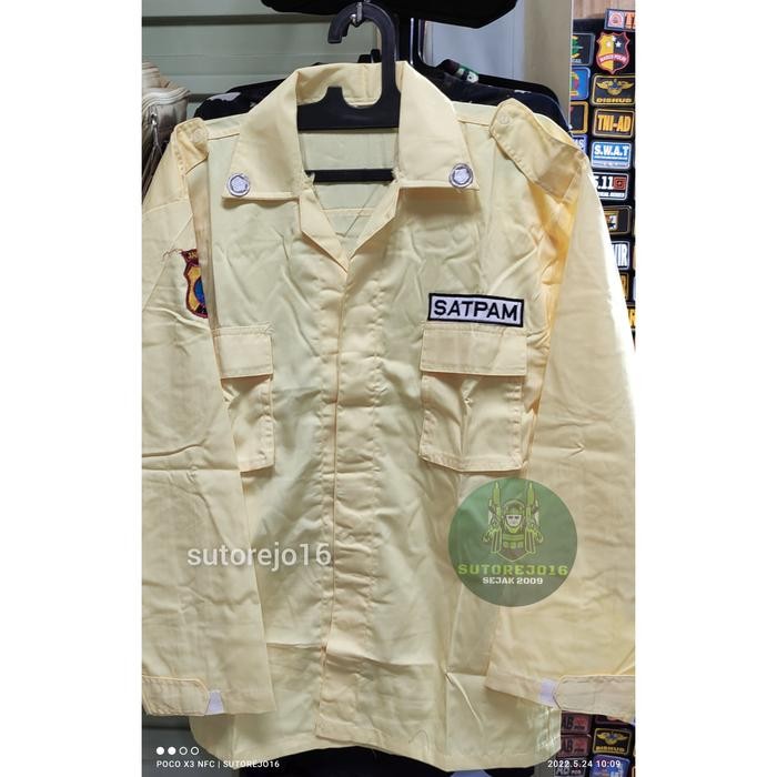 ASLI baju seragam pdl lengan panjang pria satpam security warna krem cream READY STOCK