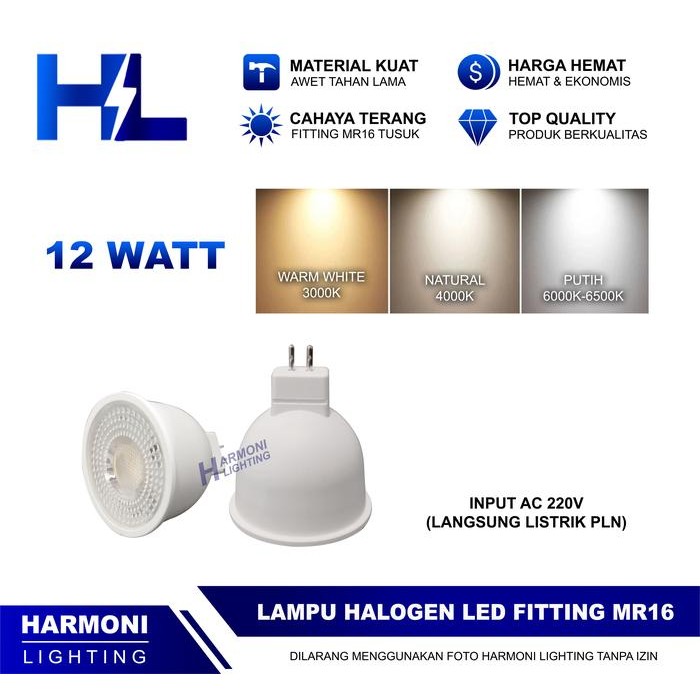 Terlaris Lampu Halogen Spotlight LED 12W MR 16 Sorot 12 Watt MR16 Tusuk 12Watt SALE