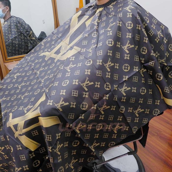 f6zf- Cape / Kep / Kain Kip / Sarung Cukur Potong Barber Salon Motif Lv Gold