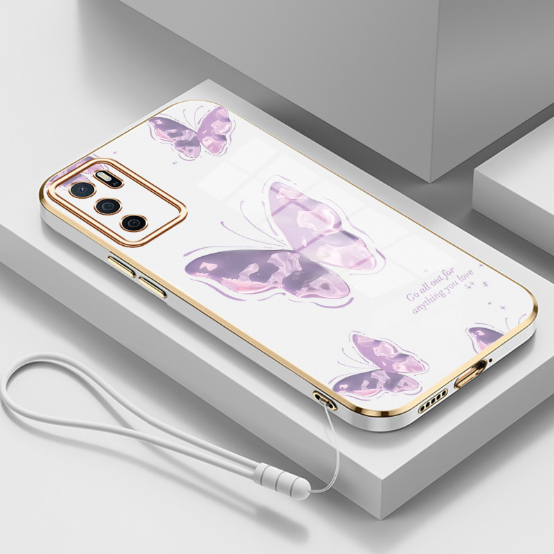 Casing Untuk OPPO A16 A16s A54s Case Casing HP Softcase Tali gantungan berlapis silikon mewah Kasing