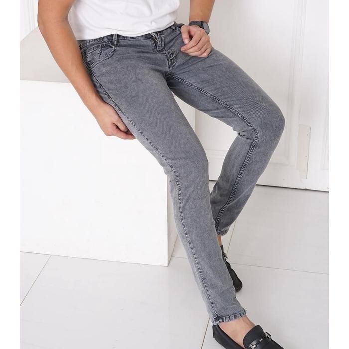 ftxr- Celana Jeans Pria Pnb Grey Acid Skinny Stretch Abu Acid
