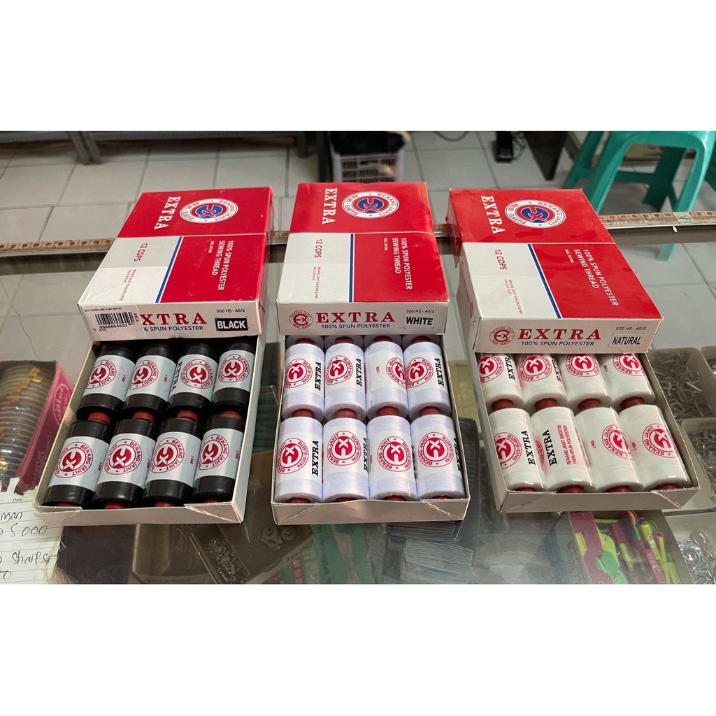 Benang Jahit Extra Satu Warna Lusinan (Putih/ Hitam/ Lusinan)