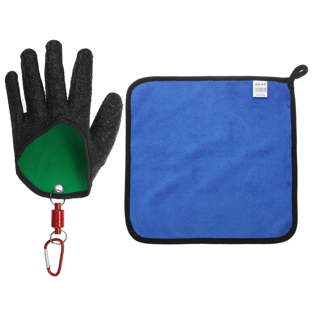 Fishing Gloves With Magnet Release Fisherman Professional Catch Fish Gloves W Towel For Handing