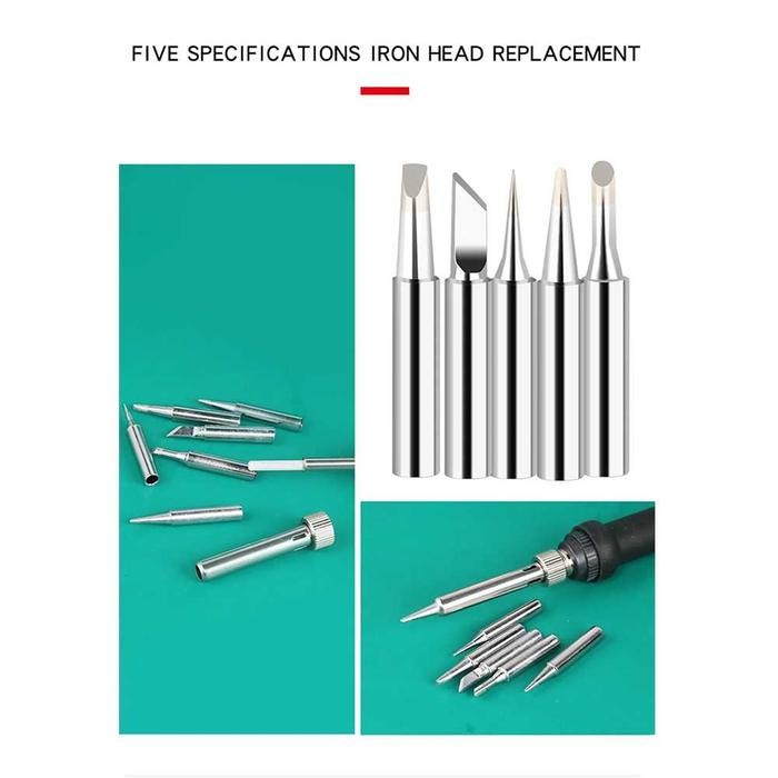 SOLDER LISTRIK SET LENGKAP TAFFWARE 908V SOLDERING IRON KIT 80W 220V 10IN1 LCD DIGITAL SOLDER IRON