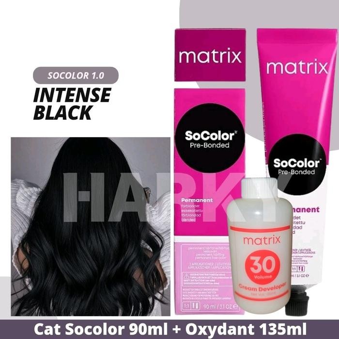1 Pakat Cat Matrix Socolor 1.0 Intense Black 90ml + Oxidant 20vol / 30vol 135ml