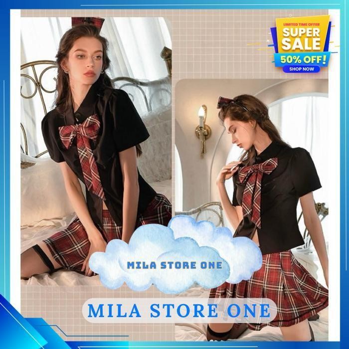 LINGERIE COSPLAY SEXY JUMBO SET ROK MOTIF KOTAK SERAGAM SEKOLAH KOSTUM A600 BEST PRODUCT