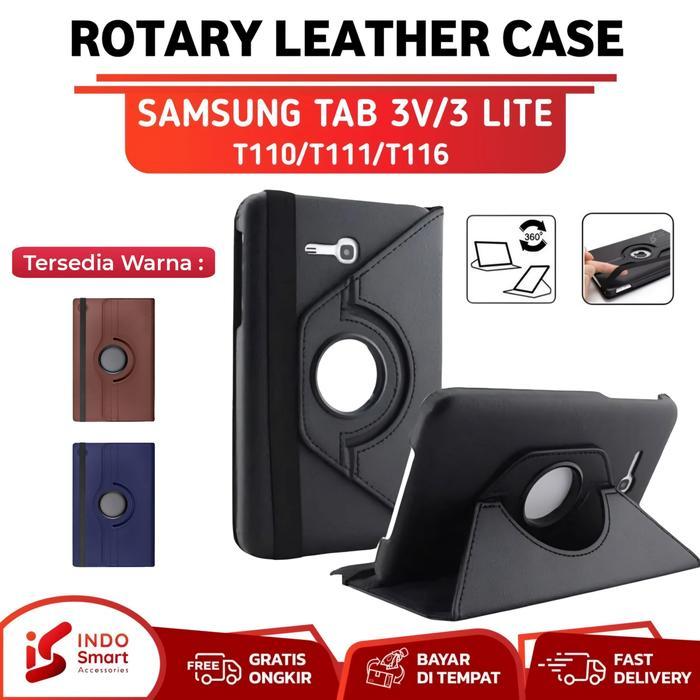 Case Samsung Tab 3V / Samsung Tab 3 Lite / T111 T116 Flip Case Rotary stok terbatas