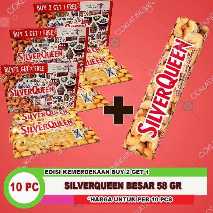 SilverQueen 52gr 1 Box Isi 10 Coklat Rasa Almond Mede Kemasan Spesial 5 Pak @2pcs Coklat Makanan