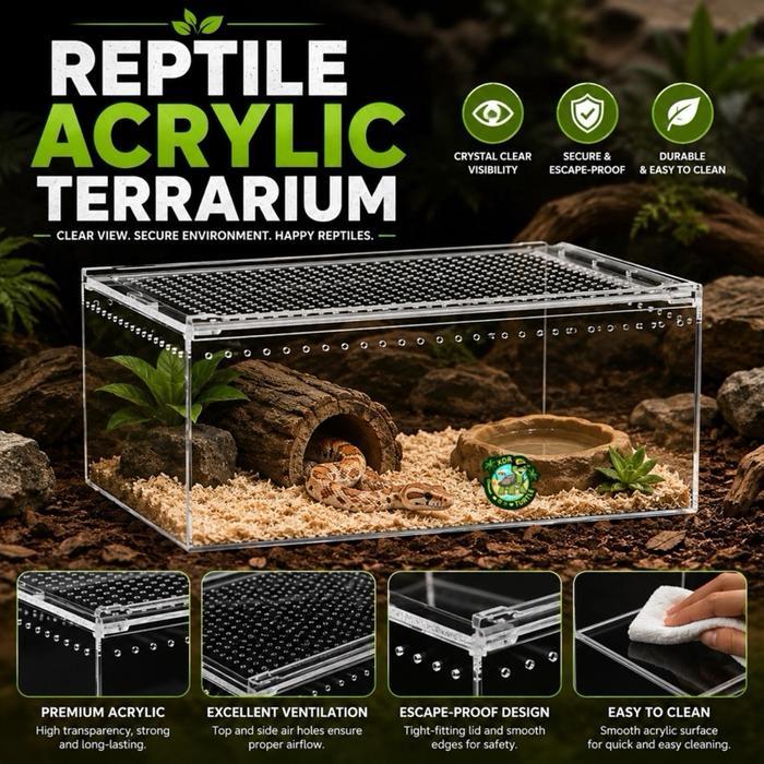 KANDANG ACRYLIC KNOCKDOWN KANDANG REPTIL LEOPARD GECKO KADAL ULAR