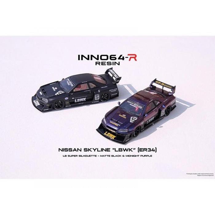 In64R-Er34-Mpii Inno64 Nissan Skyline Lbwk R34 Silhouette Purple Resin Terbaru