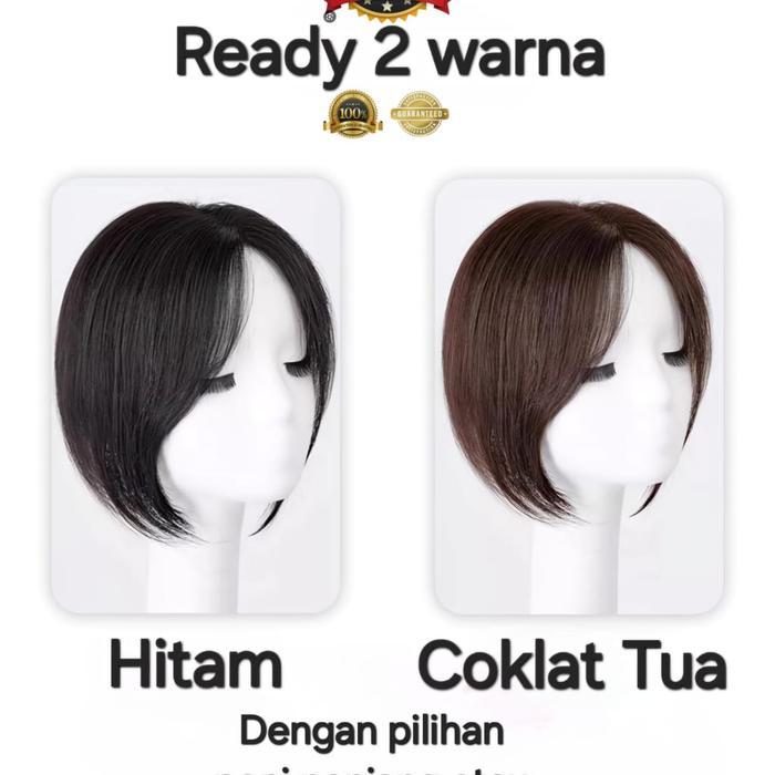 Wig Toupee Klip Rambut Asli Real Wig Penutup Uban Botak Rambut Tipis Premium Ekstension Rambut