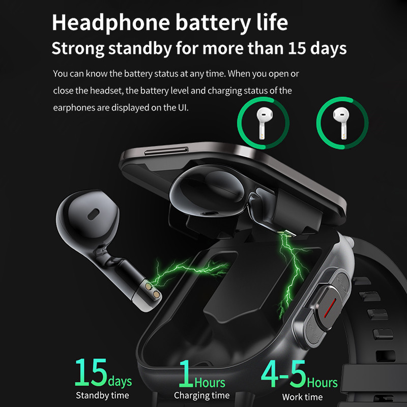 LIGE New Men Watch GPS Track TWS 2-in-1 With Headset Smart Watch Bluetooth Call SmartWatch Heart