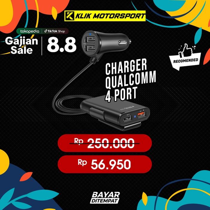 franzbosse - Charger Mobil Fast Charging 3.1A Qualcomm Quick Charge 4 Port USB Kabel Panjang