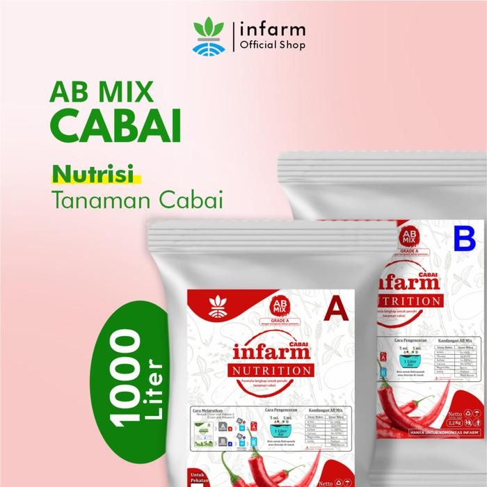 

Promo Infarm - Nutrisi Tanaman Ab Mix Cabai 1000 Liter Untuk Hidroponik Dan Tanah Nutrisi Hidroponik