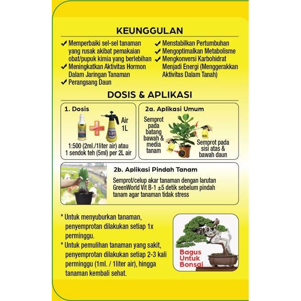

Promo Nutrisi Tanaman Obat Anti Stress & Shock Greenworld Vitamin B1+B6 998M Diskon