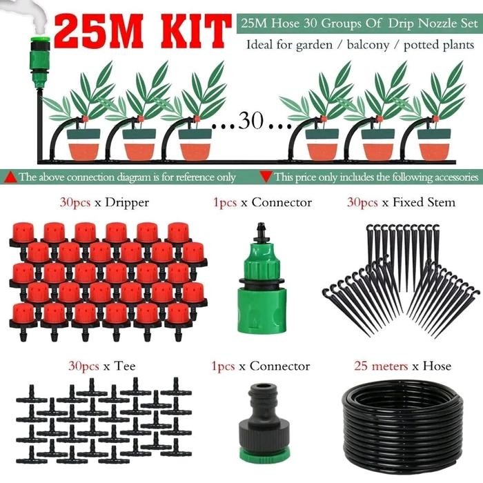Jlterang Paket Set Kit Irigasi Tanaman Otomatis Selang Air Penyiram Tanaman Otomatis Timer Keran Air