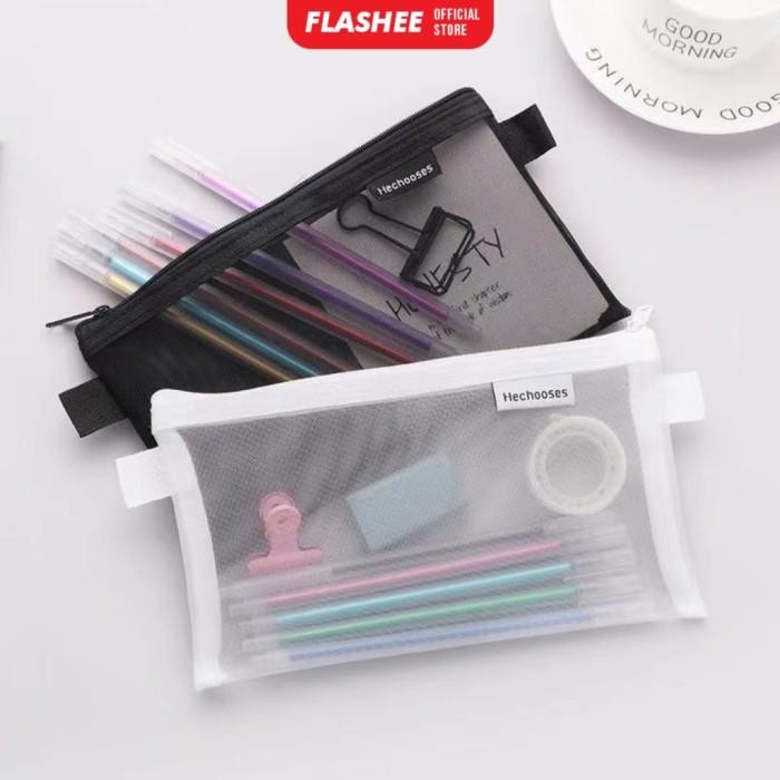 

Flashee Kotak Pensil Jaring Transparan Pouch Portabel Aesthetic Makeup