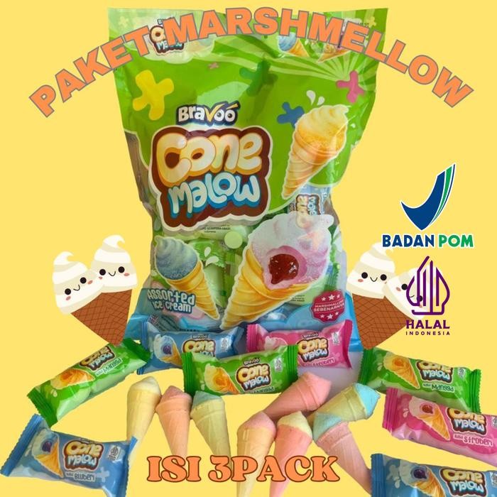 

Pilihan- Marshmellow Paket Cemilan Hemat 3 Pack Termurah Cone Mellow Bentuk Ice Cream Aneka