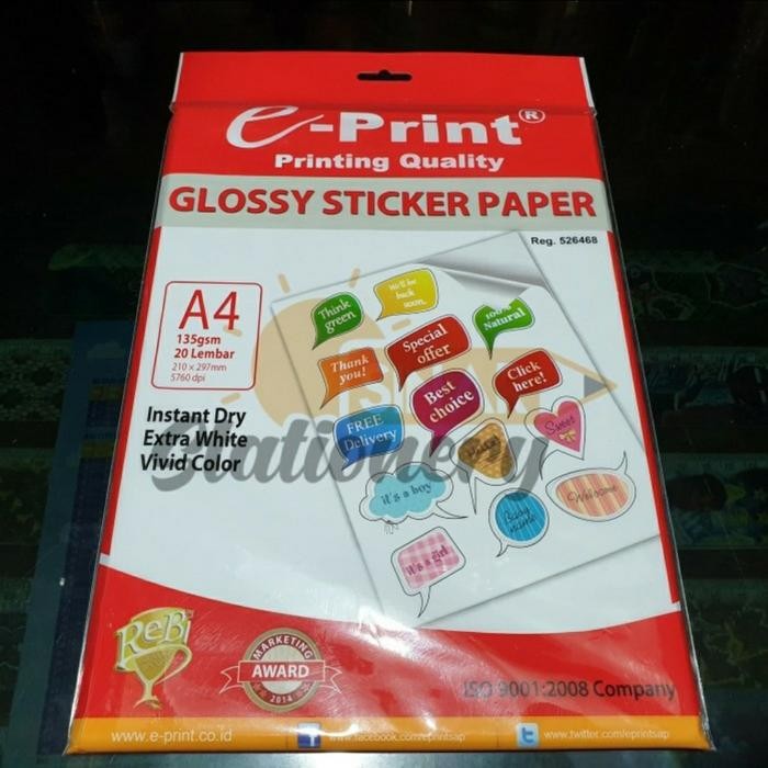 

Pilihan- Kertas Photo Glossy Stiker Paper A4 135Gsm Eprint
