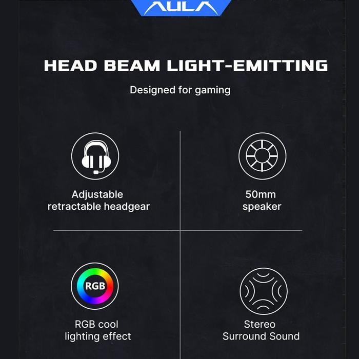 MURAH Headset Gaming AULA S503 USB Streamer Light RGB Running - Headset - Headphone - Headset Game -
