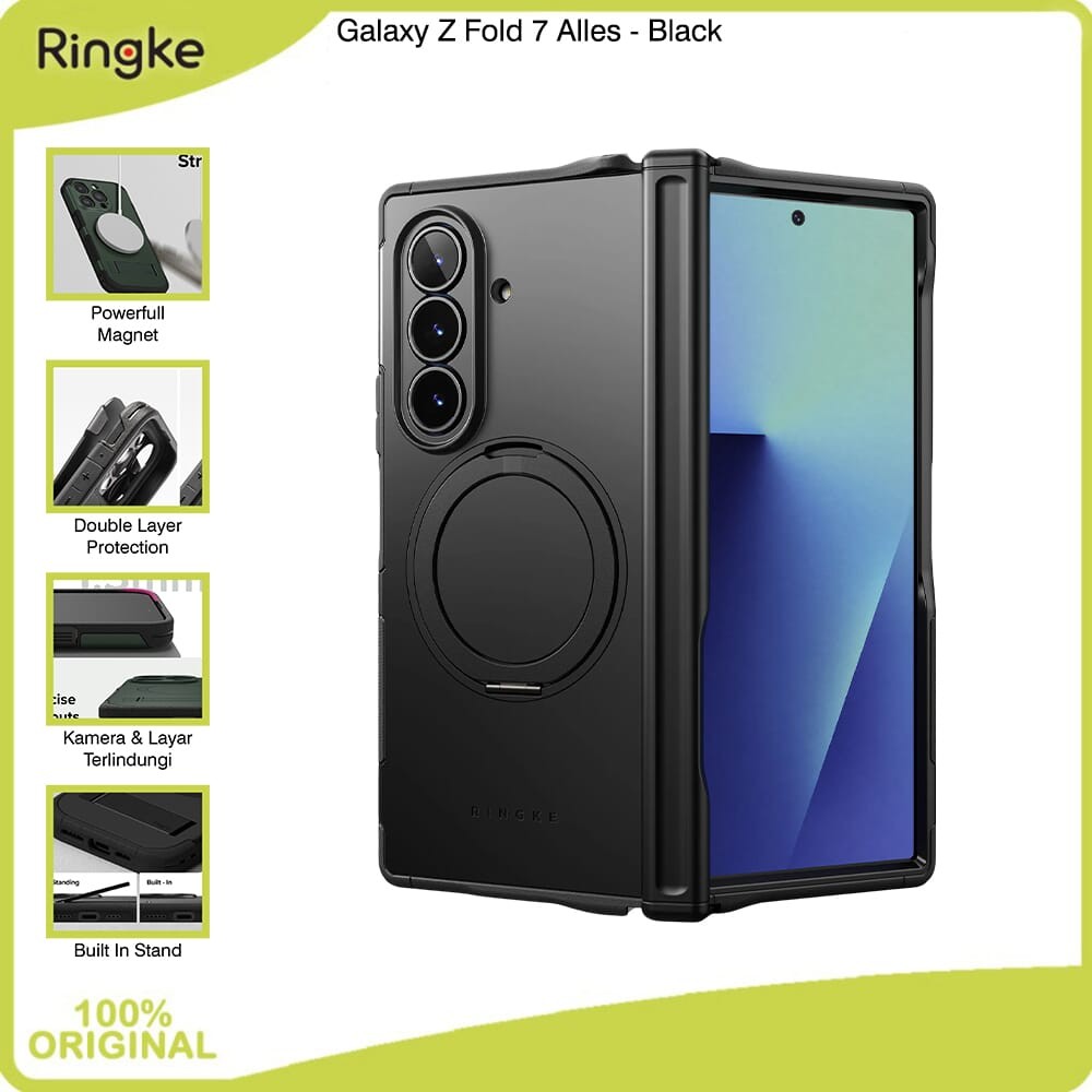 Ringke for Samsung Galaxy Z Fold 7 Alles Black Casing Magnetic Magsafe Anti Crack Anti Slip Tipis So