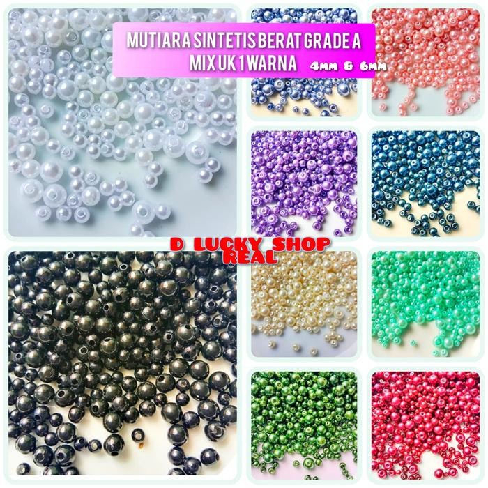 

New mutiara berat/mutiara/manik/mote/lubang/mix ukuran/20 gram/-+200 butir Plastik Kerajinan