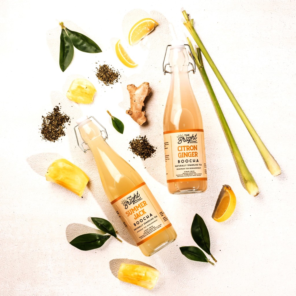 Kombucha Teh Fermentasi The Bright Brewers Bundle 2 botol 500 ML - Citron Ginger - Summer Jack (rasa