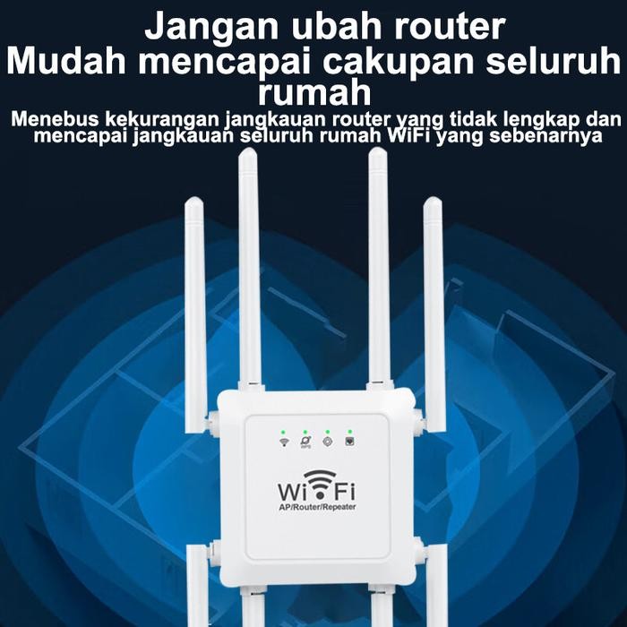 8 Antena Extender Wifi 1200Mbps 2.4G Dan 5G Sinyal WiFi Memperluas Wireless Wifi Range Extender