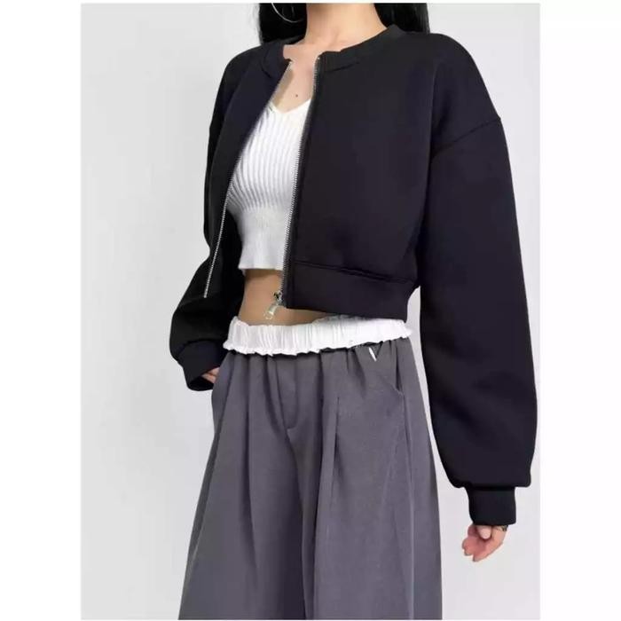 TERMURAH Bomber Classic Jaket Wanita Crop Basic - Atasan Jaket Wanita Korean Terbaru READY STOCK