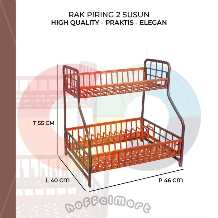 Pilihan- (Cod) Rak Piring Plastik Susun 2 Camelia Cklt - Rak Piring Dapur Cantik - Terdapat Mur