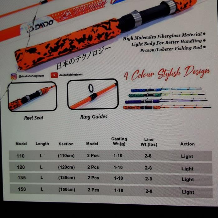 joran daido prawnstar 120 cm joran lemes udang