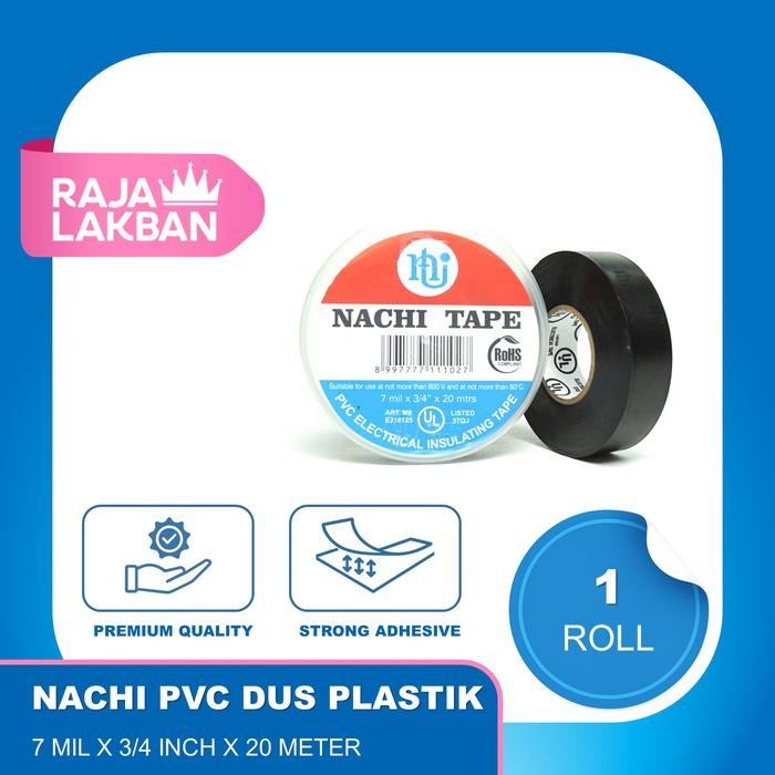 Isolasi Listrik NACHI PVC UL Dus Plastik 19mm Hitam