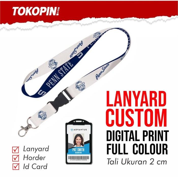 

New LANYARD CUSTOM DIGITAL PRINT 2 SISI TALI 2CM FULL COLOUR