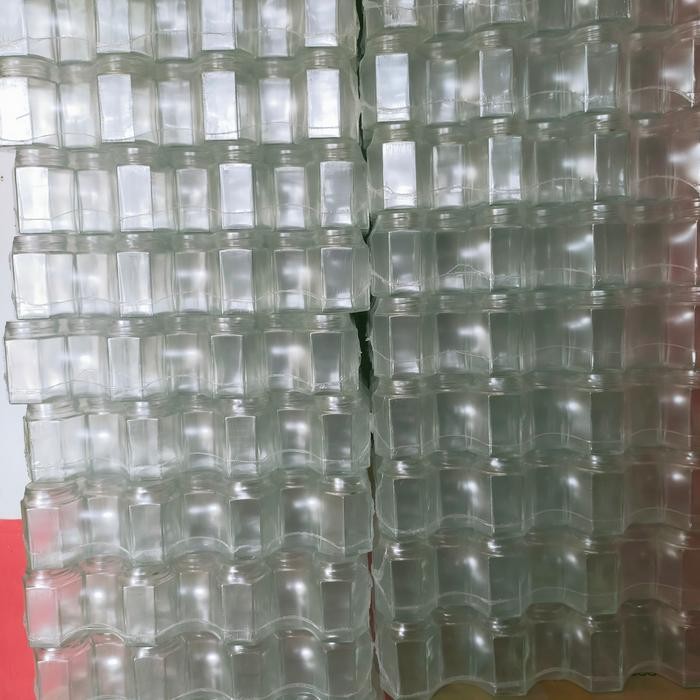 Toples/ Jar kaca hexagonal 195ml Baru