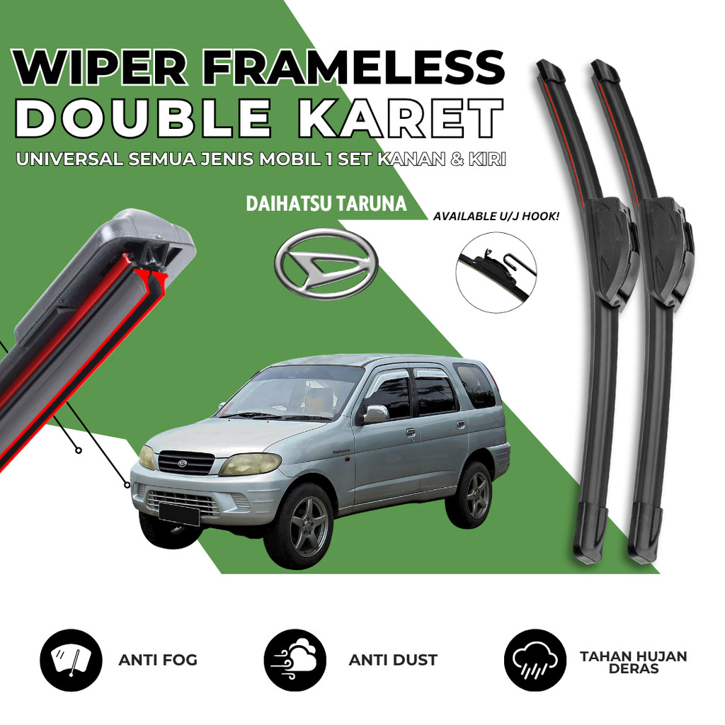 Wiper Dual Karet Mobil Daihatsu Taruna Kaca Depan Mobil Satu Set Kiri Kanan