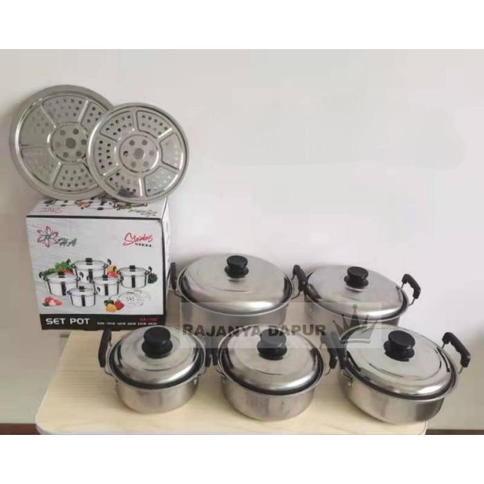 Panci kingko 555 steamer - panci set stainless 555