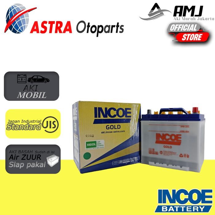Incoe Gold Astra Aki Mobil Hyundai Trajet 55D23L - 60Ah Aki Basah