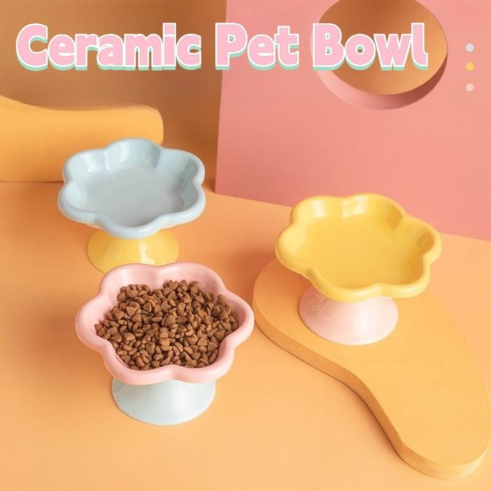 Vixplorn- Mangkuk Kucing Keramik Pet Feeder Bowl Tempat Makan Kucing Pet Feeder Bowl Coquette