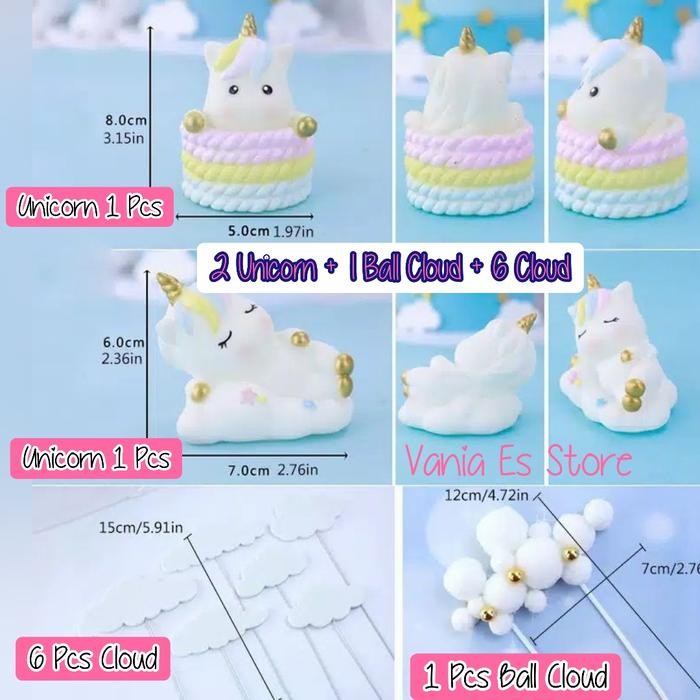 TERLARIS Topper Cake Unicorn / Set 9 Pcs / Tema Kue Ultah Unicorn