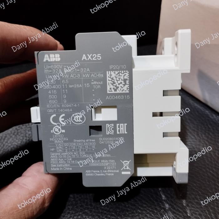 Hemat Kontaktor Abb Ax25-30-10 32A 220V Contactor Ax25 30 01 Terlariss 